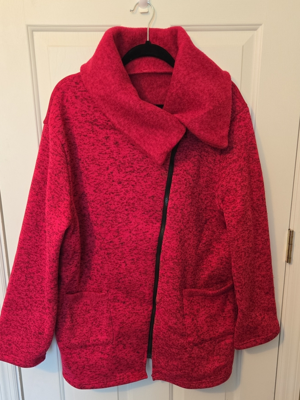 Womens Bold Asymmetric Funnel-Neck Utility Jacket Size XL